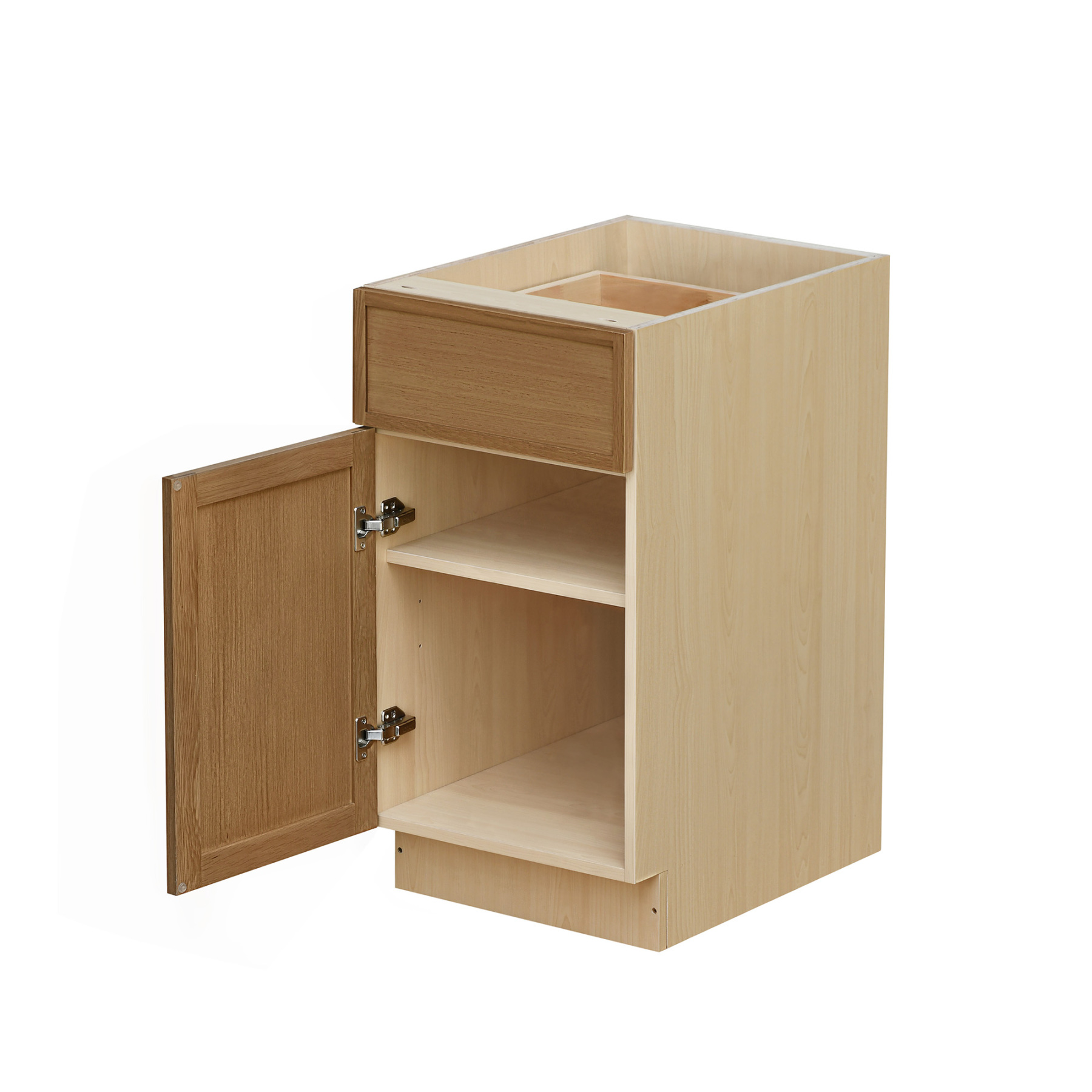 Natural Box Oak Slim - 18"W Standard Base Cabinet 1-Door 1-Drawer 1-Adjustable Shelf