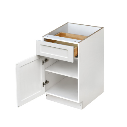 White Shaker - 18"W Standard Base Cabinet 1-Door 1-Drawer 1-Adjustable Shelf