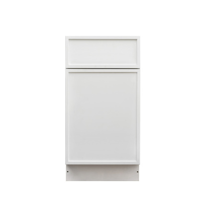 Slim White Shaker - 18"W Standard Base Cabinet 1-Door 1-Drawer 1-Adjustable Shelf