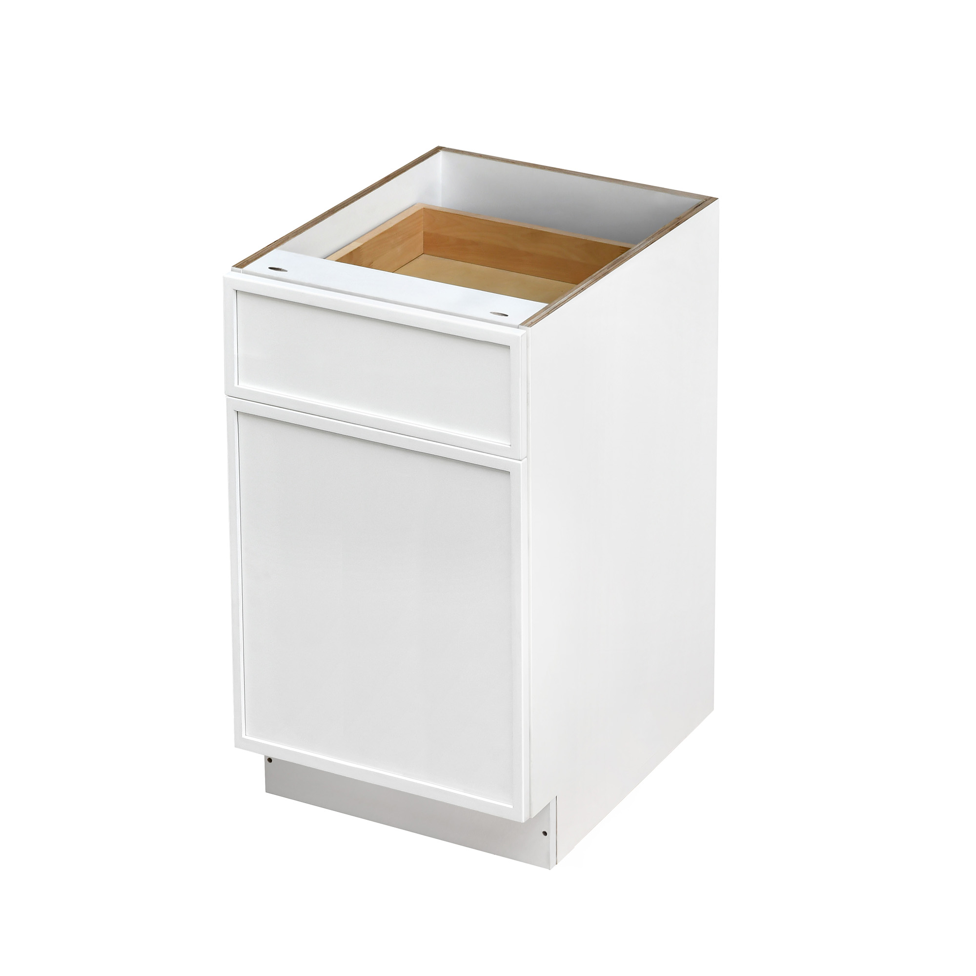 Slim White Shaker - 18"W Standard Base Cabinet 1-Door 1-Drawer 1-Adjustable Shelf