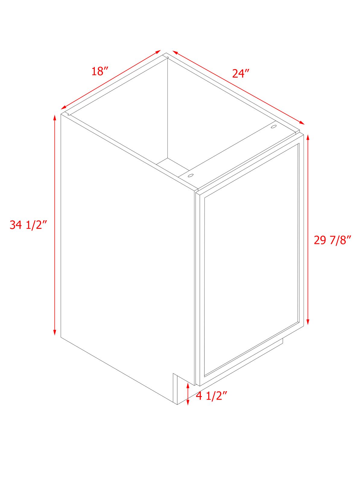 Natural Box Oak Slim - 18"W Standard Base Cabinet 1-Door 1-Adjustable shelf