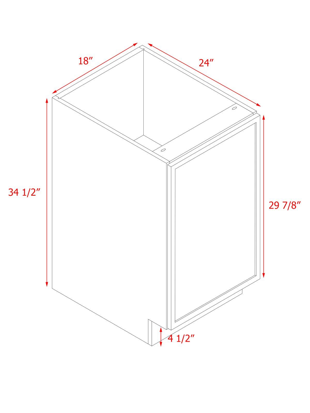 Natural Box Oak Slim - 18"W Standard Base Cabinet 1-Door 1-Adjustable shelf