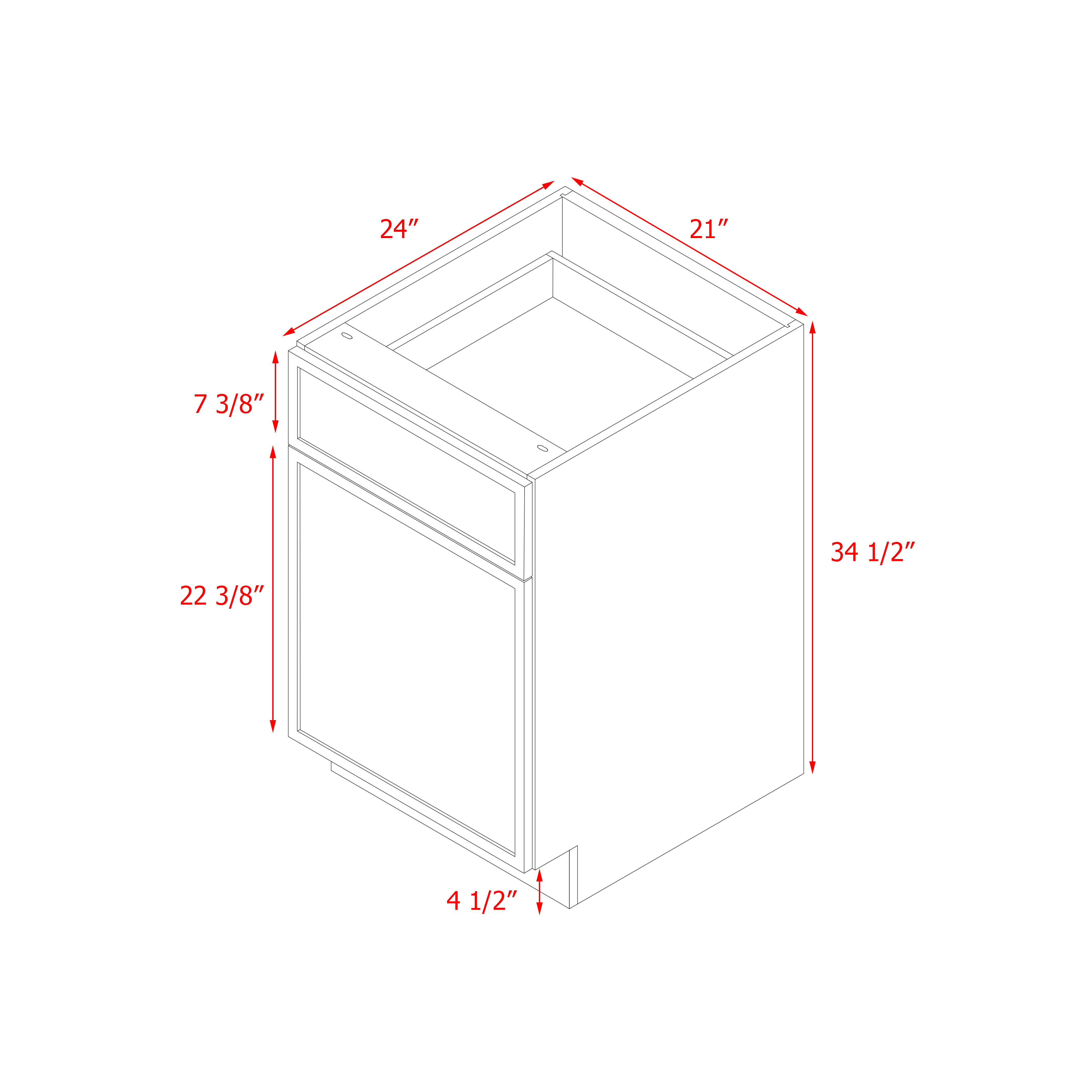 Shady Slim Gray Shaker - 21"W Base Cabinet