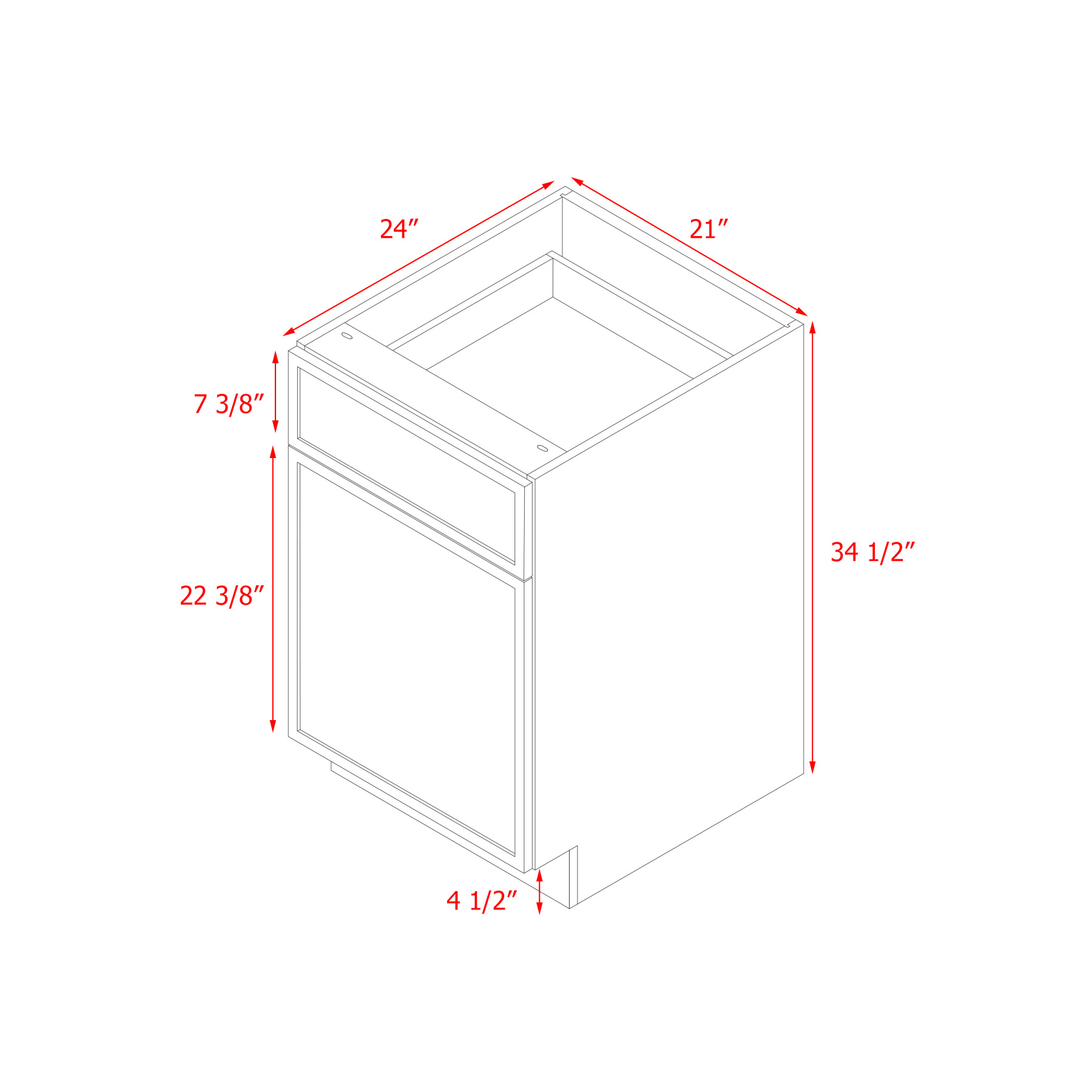 Shady Slim Gray Shaker - 21"W Base Cabinet