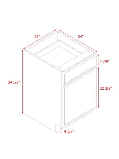 Natural Box Oak Slim - 21"W Standard Base Cabinet 1-Door 1-Drawer 1-Adjustable Shelf
