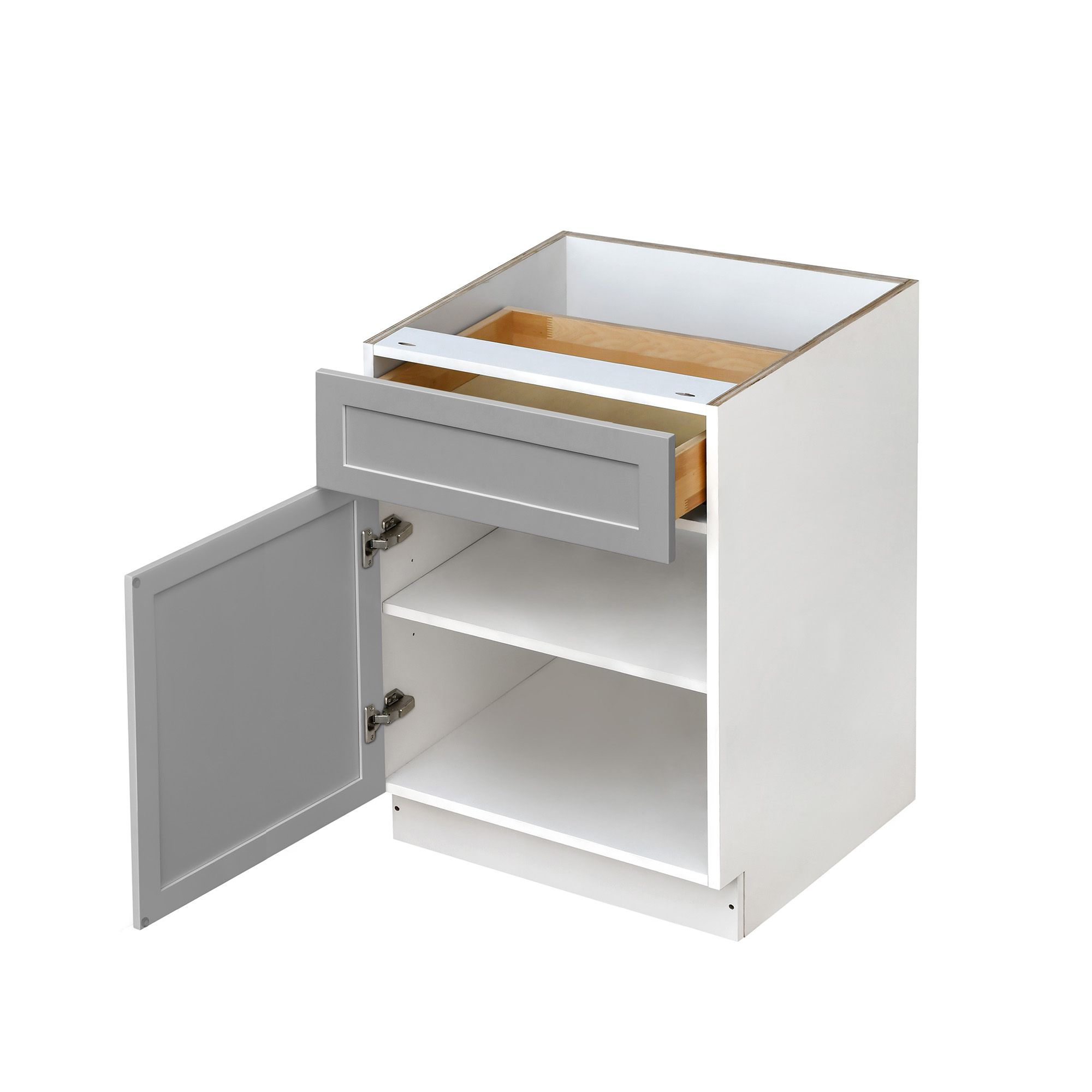 White Box Gray Shaker - 21"W Standard Base Cabinet 1-Door 1-Drawer 1-Adjustable Shelf