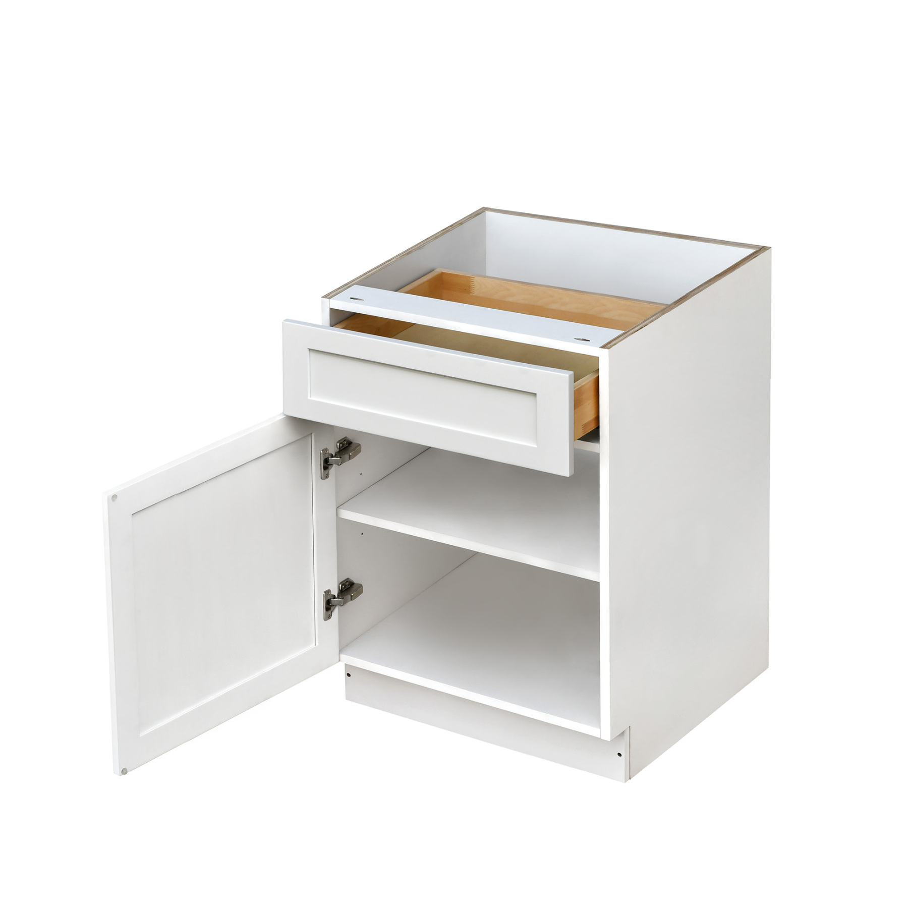 White Shaker - 21"W Standard Base Cabinet 1-Door 1-Drawer 1-Adjustable Shelf