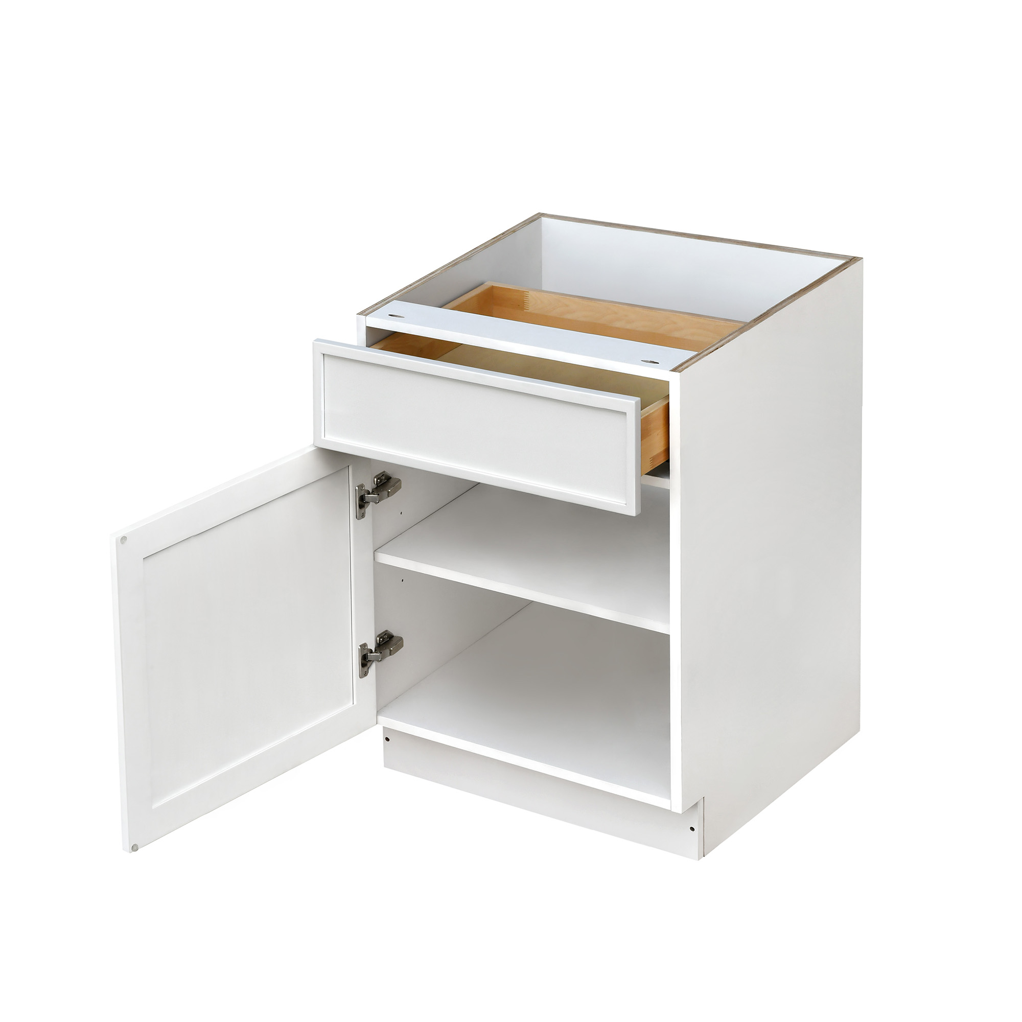 Slim White Shaker - 21"W Standard Base Cabinet 1-Door 1-Drawer 1-Adjustable Shelf