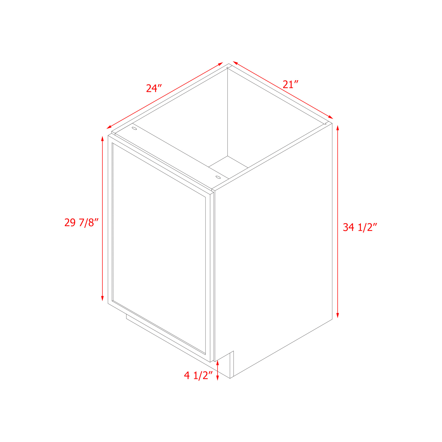 Shady Slim Gray Shaker - 21"W Base Cabinet