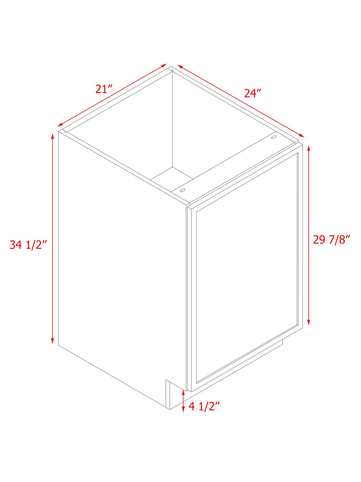Natural Box Oak Slim - 21"W Standard Base Cabinet 1-Door 1-Adjustable shelf
