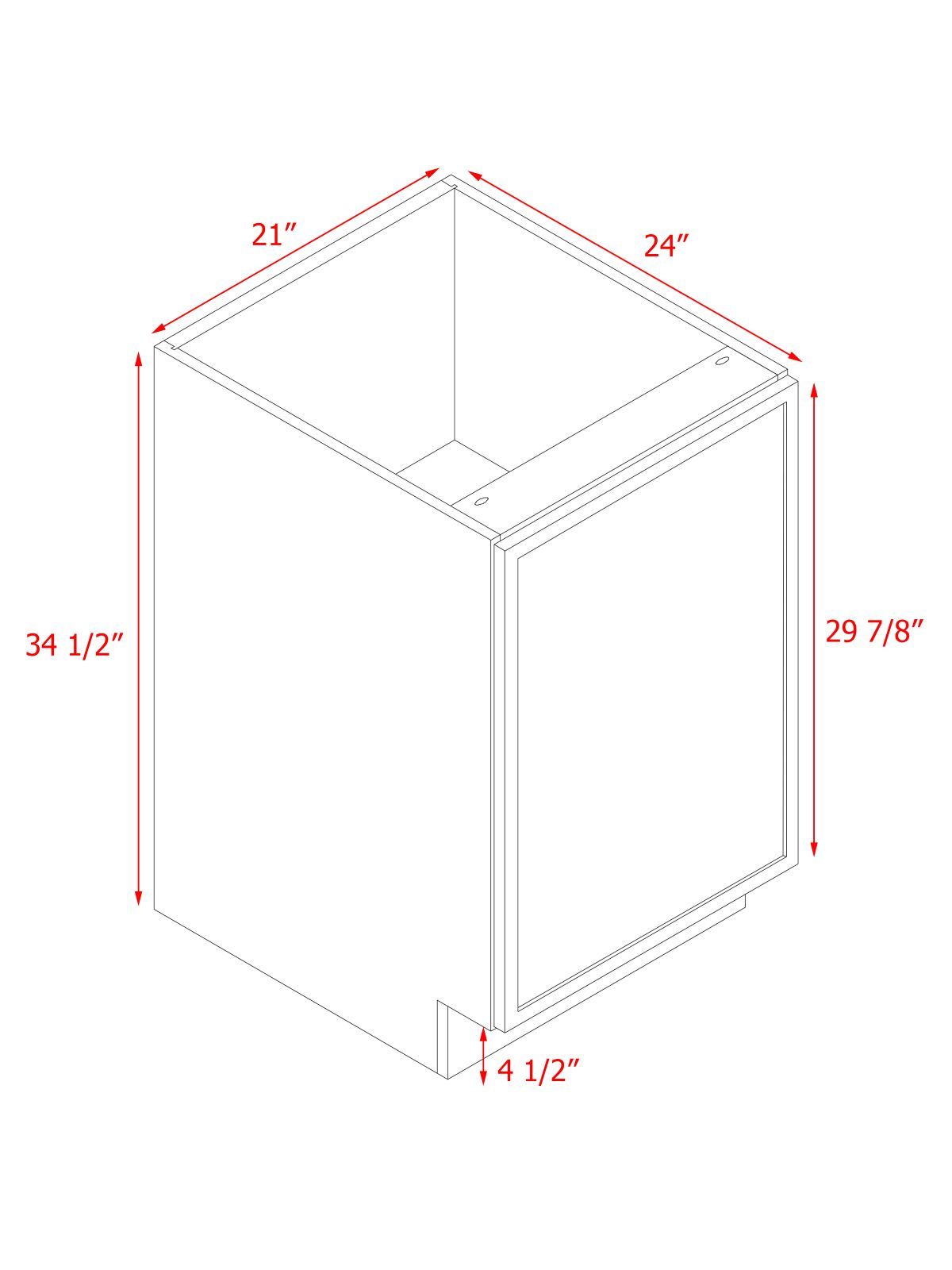Natural Box Oak Slim - 21"W Standard Base Cabinet 1-Door 1-Adjustable shelf