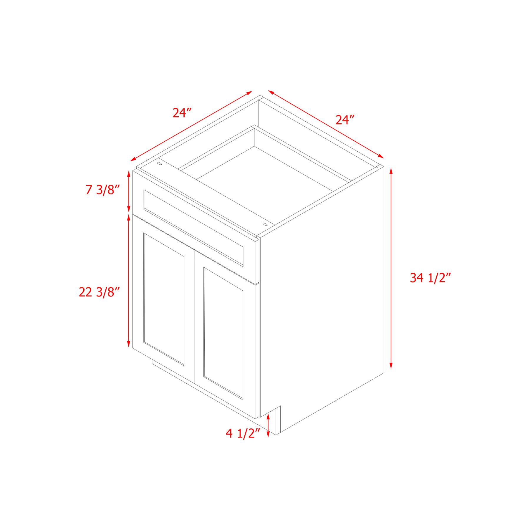 Mallorca Dolphin Gray Shaker - 24"W Base Cabinet