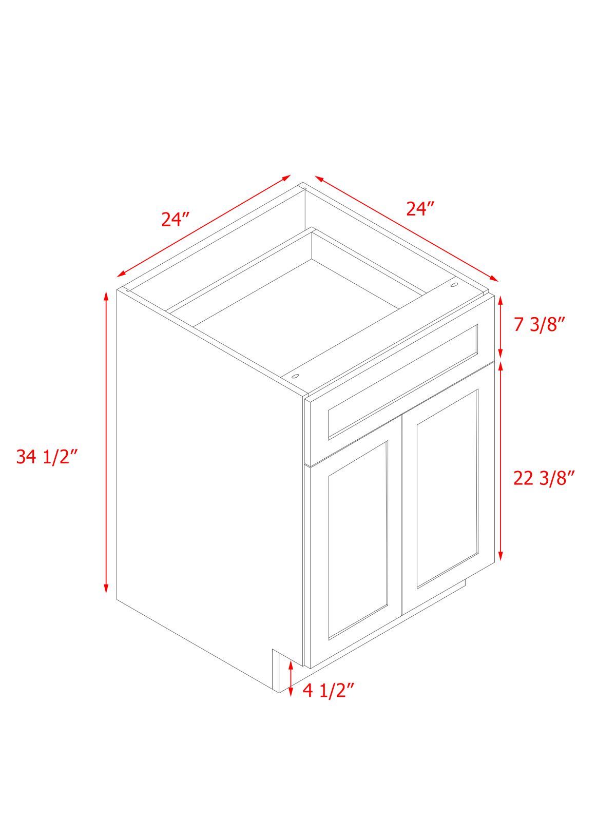 White Shaker - 24"W Standard Base Cabinet 2-Doors 1-Drawer 1-Adjustable Shelf