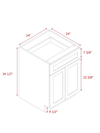 White Shaker - 24"W Standard Base Cabinet 2-Doors 1-Drawer 1-Adjustable Shelf