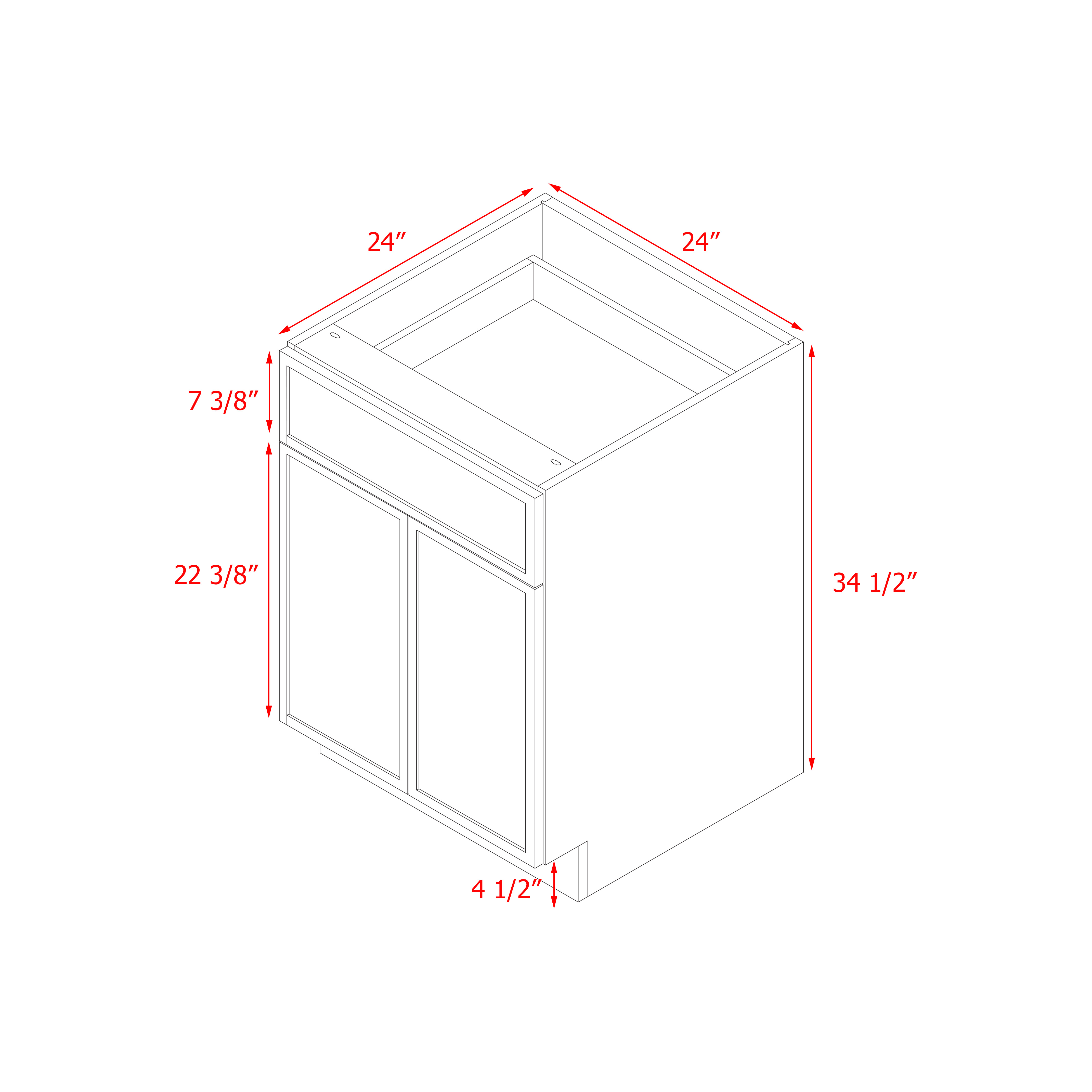 Shady Slim Gray Shaker - 24"W Base Cabinet