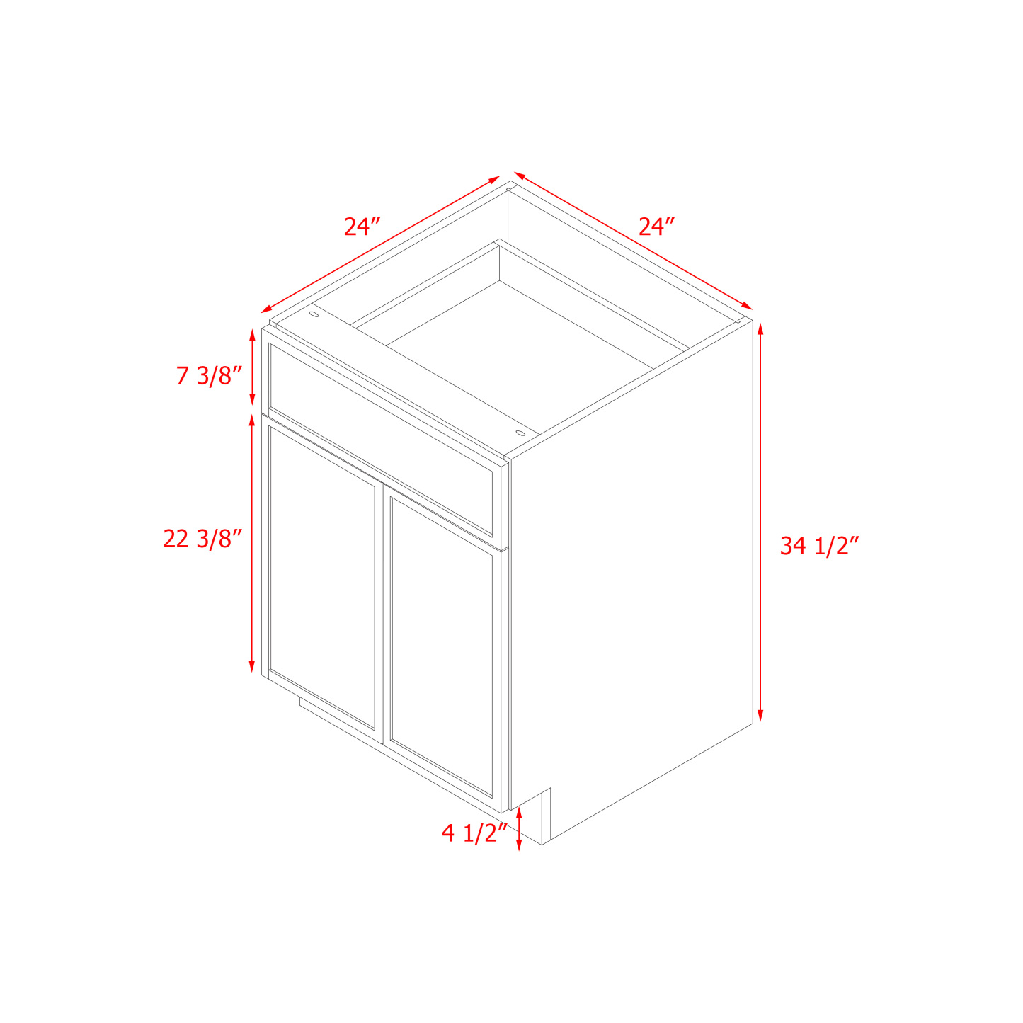 Shady Slim Gray Shaker - 24"W Base Cabinet