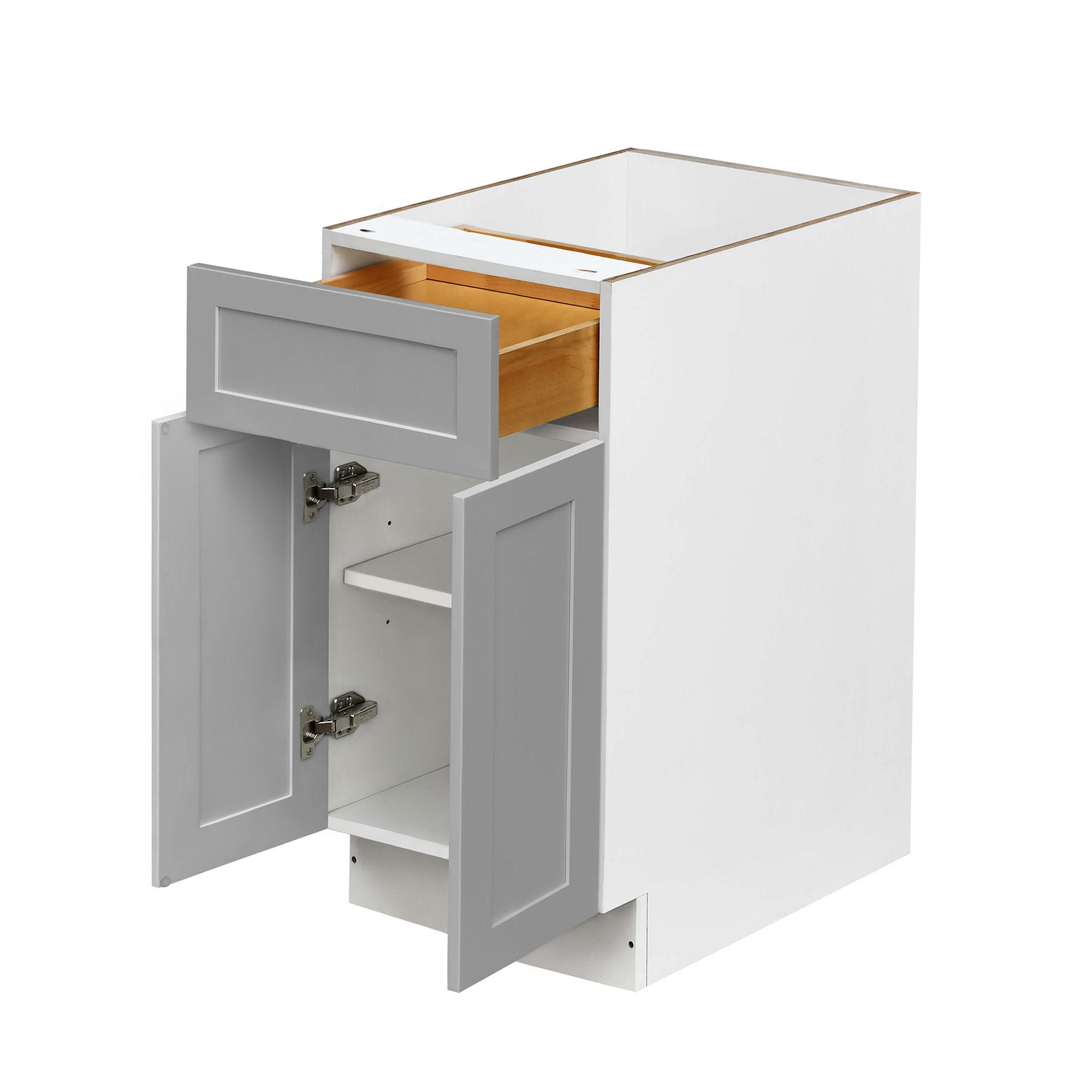 White Box Gray Shaker - 24"W Standard Base Cabinet 2-Doors 1-Drawer 1-Adjustable Shelf