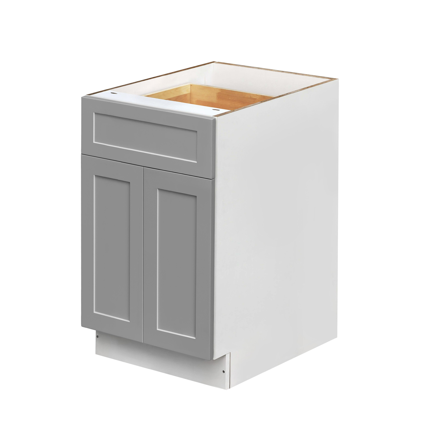 White Box Gray Shaker - 24"W Standard Base Cabinet 2-Doors 1-Drawer 1-Adjustable Shelf
