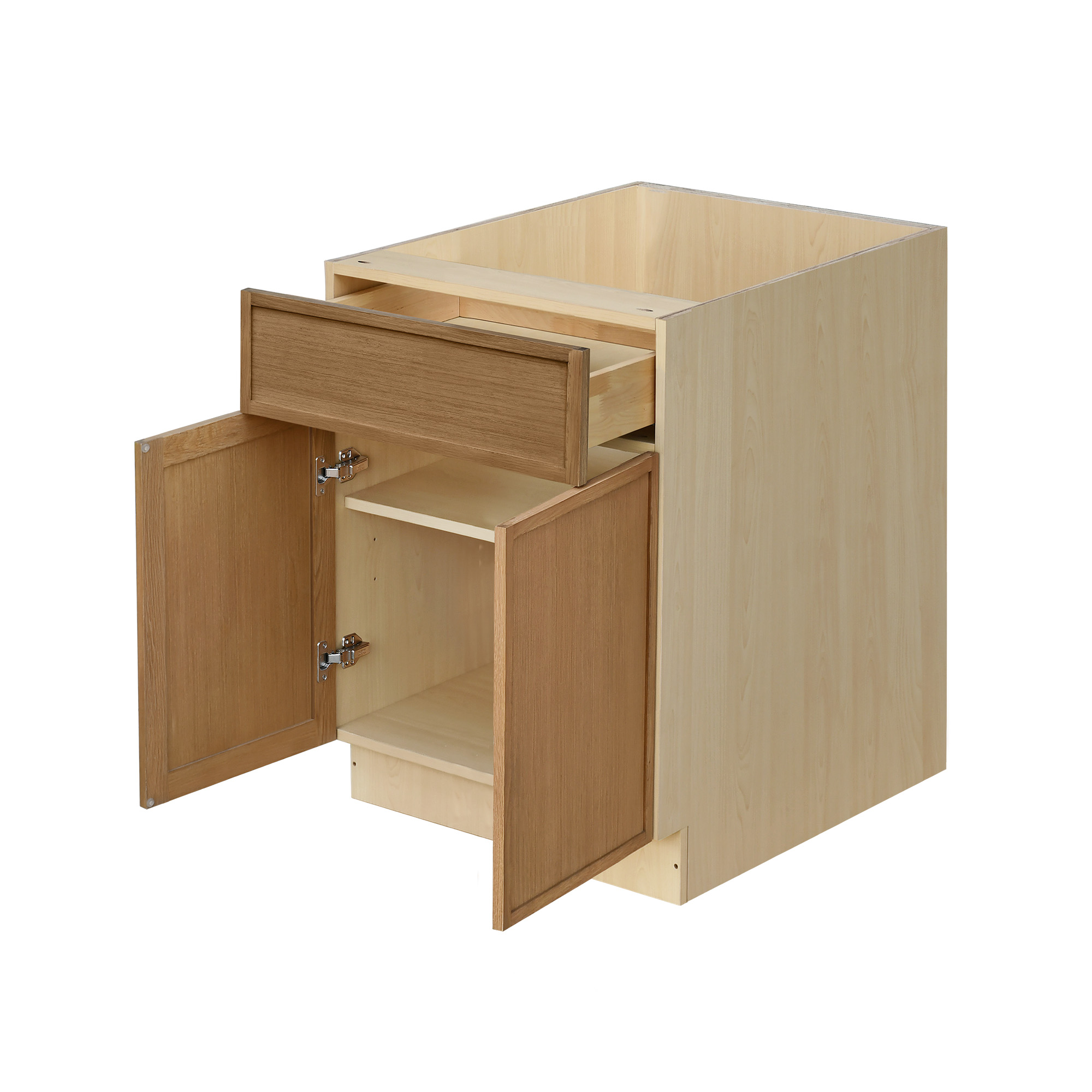 Shady Slim Oak - 24"W Standard Base Cabinet 2-Doors 1-Drawer 1-Adjustable Shelf