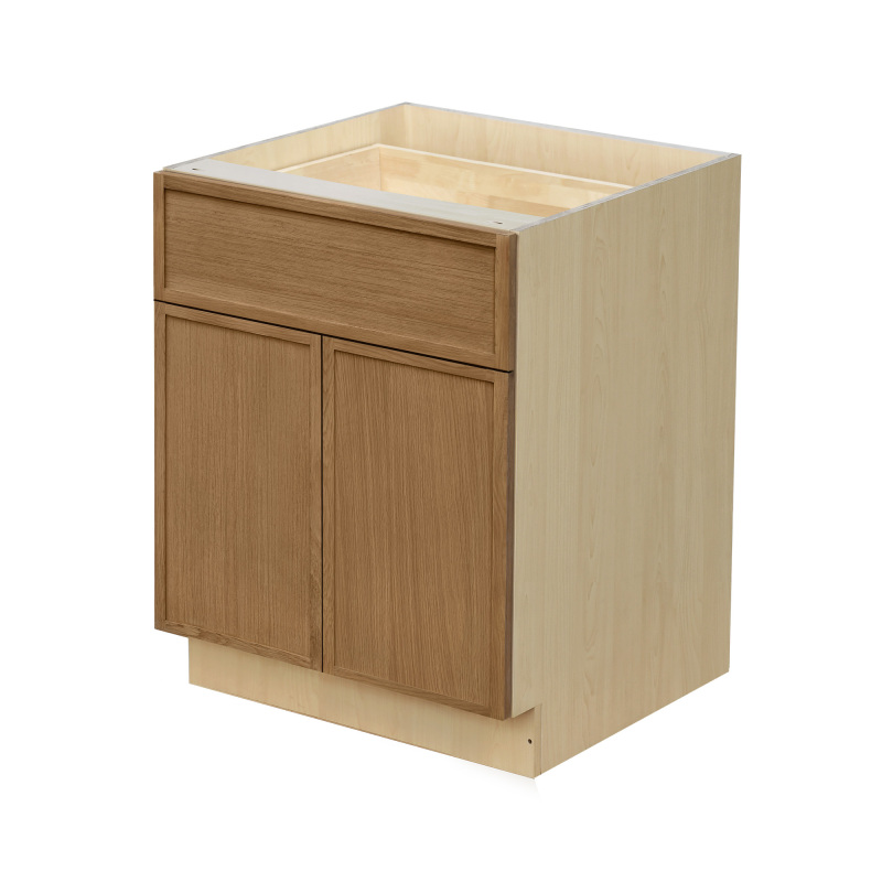 Shady Slim Oak - 24"W Standard Base Cabinet 2-Doors 1-Drawer 1-Adjustable Shelf