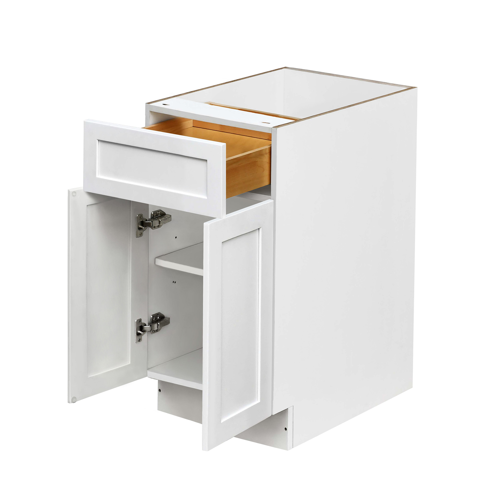 White Shaker - 24"W Standard Base Cabinet 2-Doors 1-Drawer 1-Adjustable Shelf