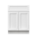 White Shaker - 24"W Standard Base Cabinet 2-Doors 1-Drawer 1-Adjustable Shelf