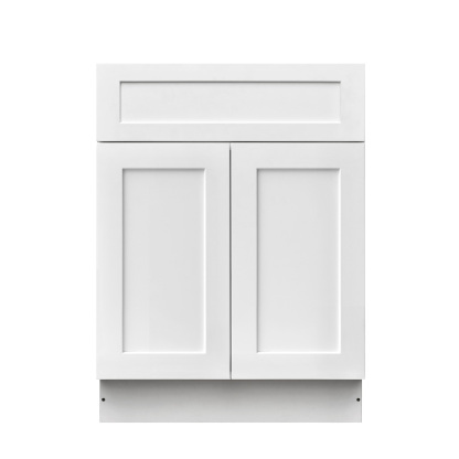 White Shaker - 24"W Standard Base Cabinet 2-Doors 1-Drawer 1-Adjustable Shelf