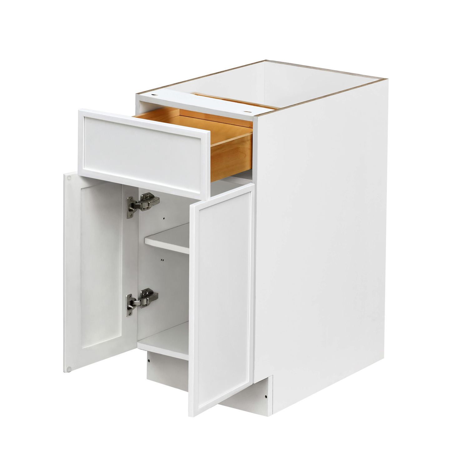 Slim White Shaker - 24"W Standard Base Cabinet 2-Doors 1-Drawer 1-Adjustable Shelf