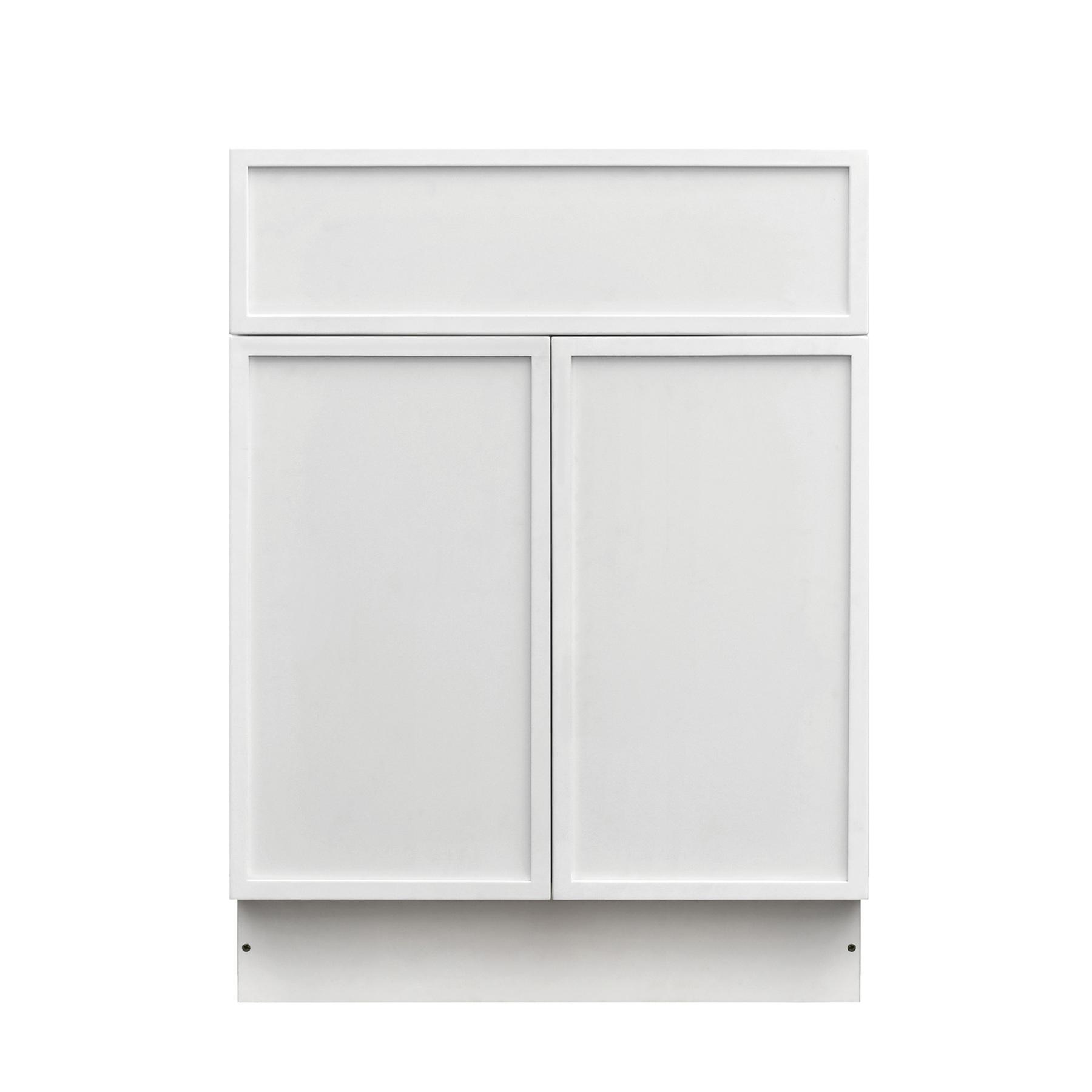 Slim White Shaker - 24"W Standard Base Cabinet 2-Doors 1-Drawer 1-Adjustable Shelf