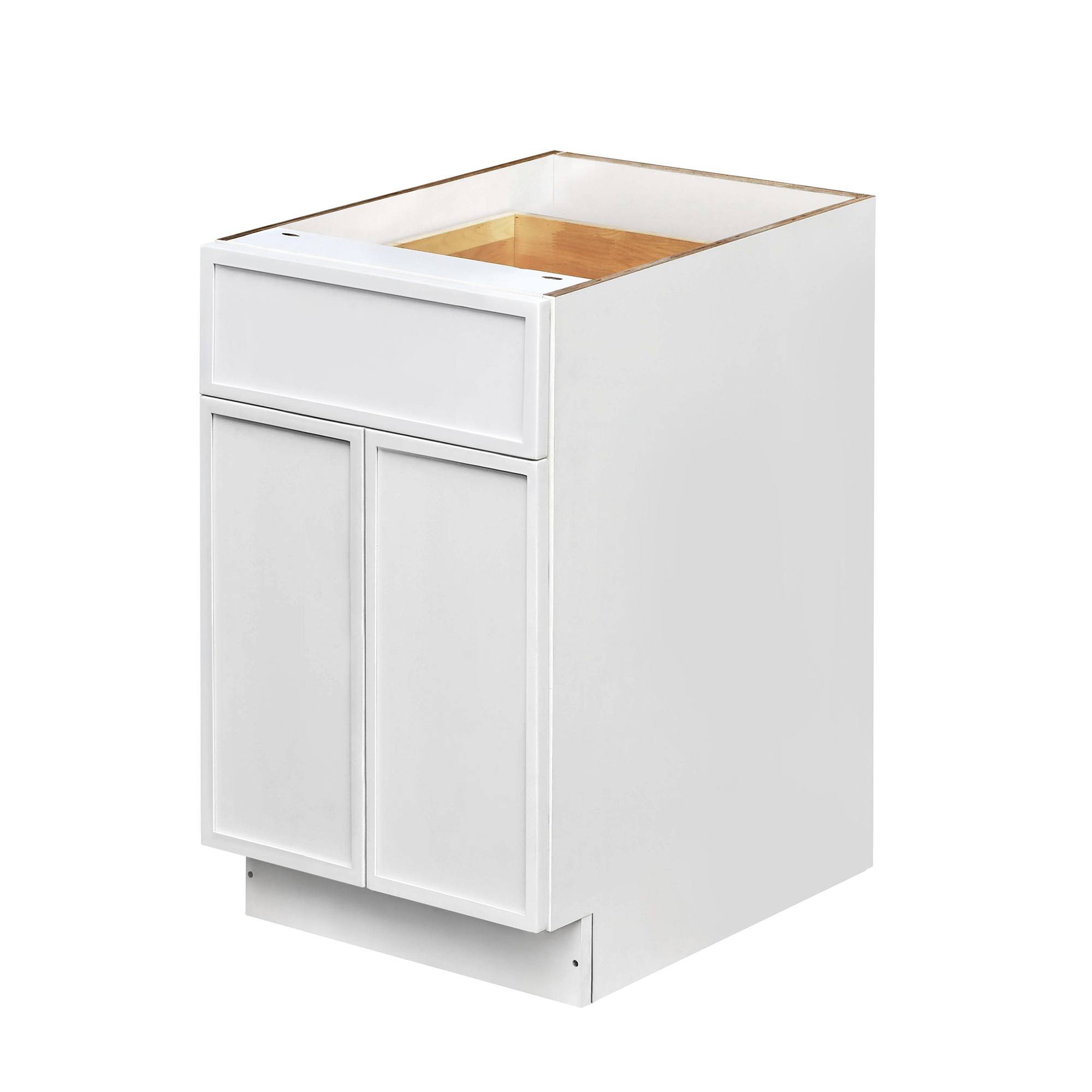 Slim White Shaker - 24"W Standard Base Cabinet 2-Doors 1-Drawer 1-Adjustable Shelf