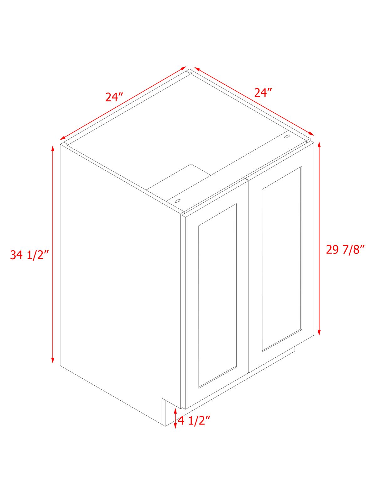 White Shaker Base Cabinet 2-Doors 1-Adjustable Shelf