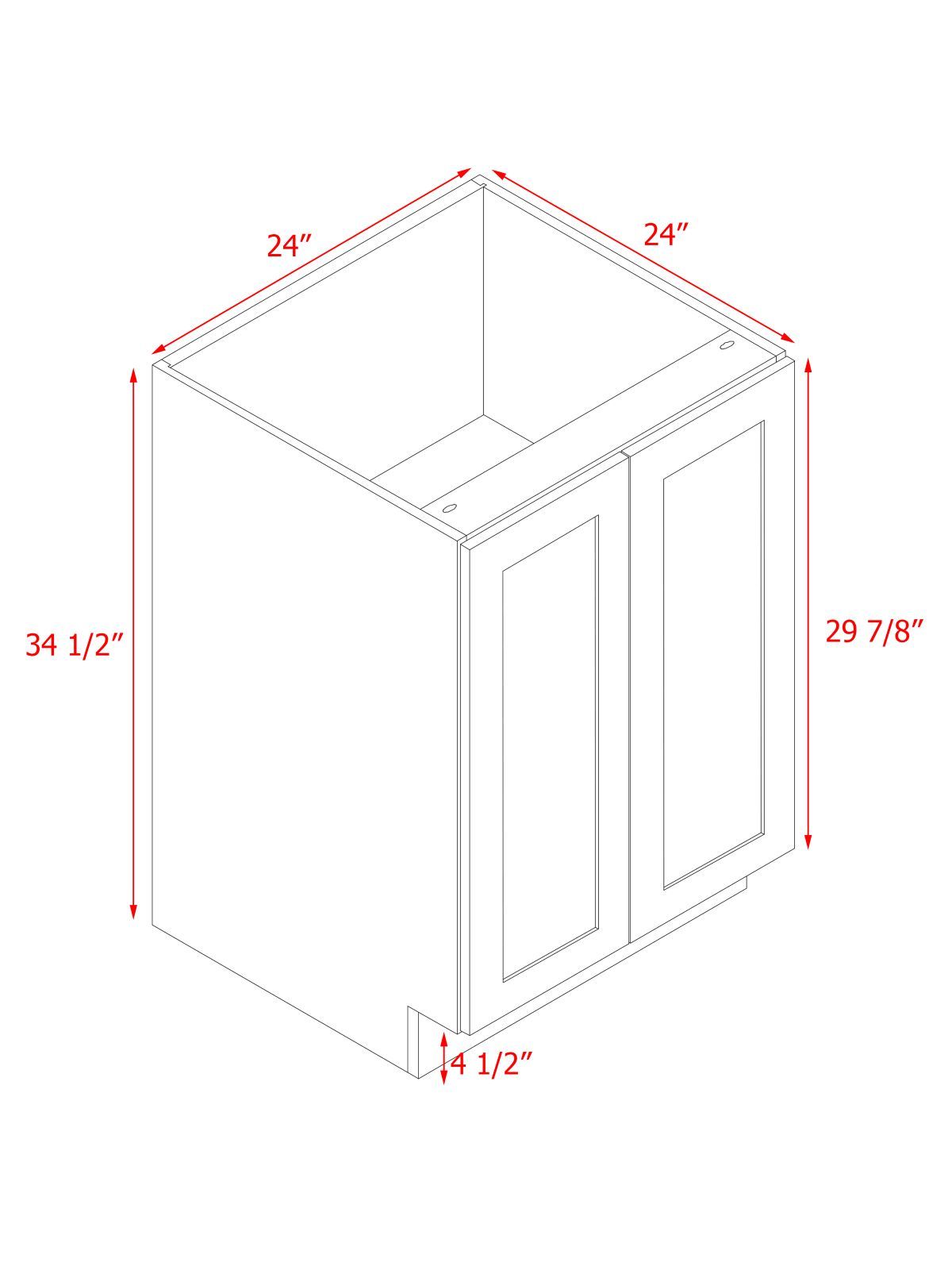 White Shaker Base Cabinet 2-Doors 1-Adjustable Shelf