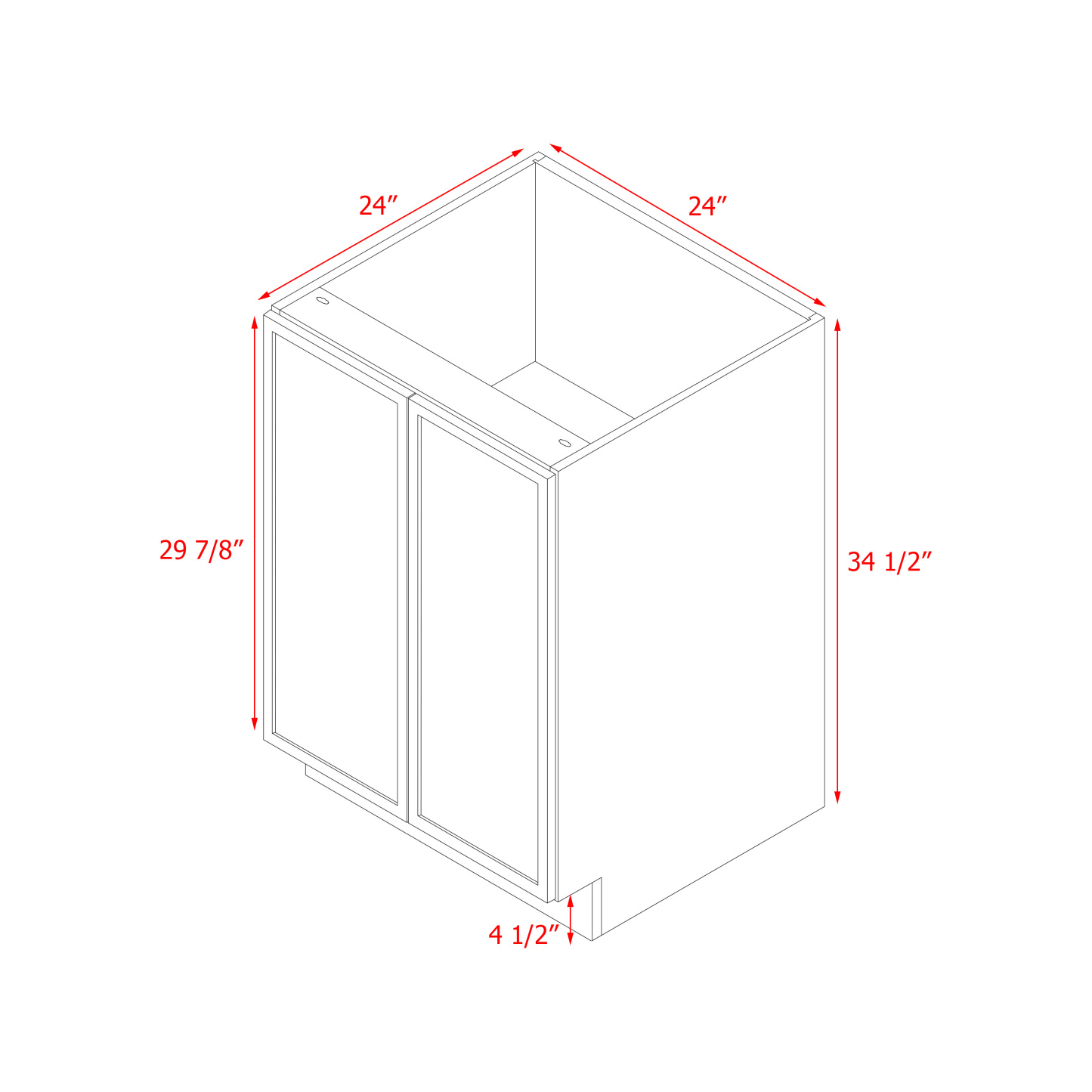 Shady Slim Gray Shaker - 24"W Base Cabinet