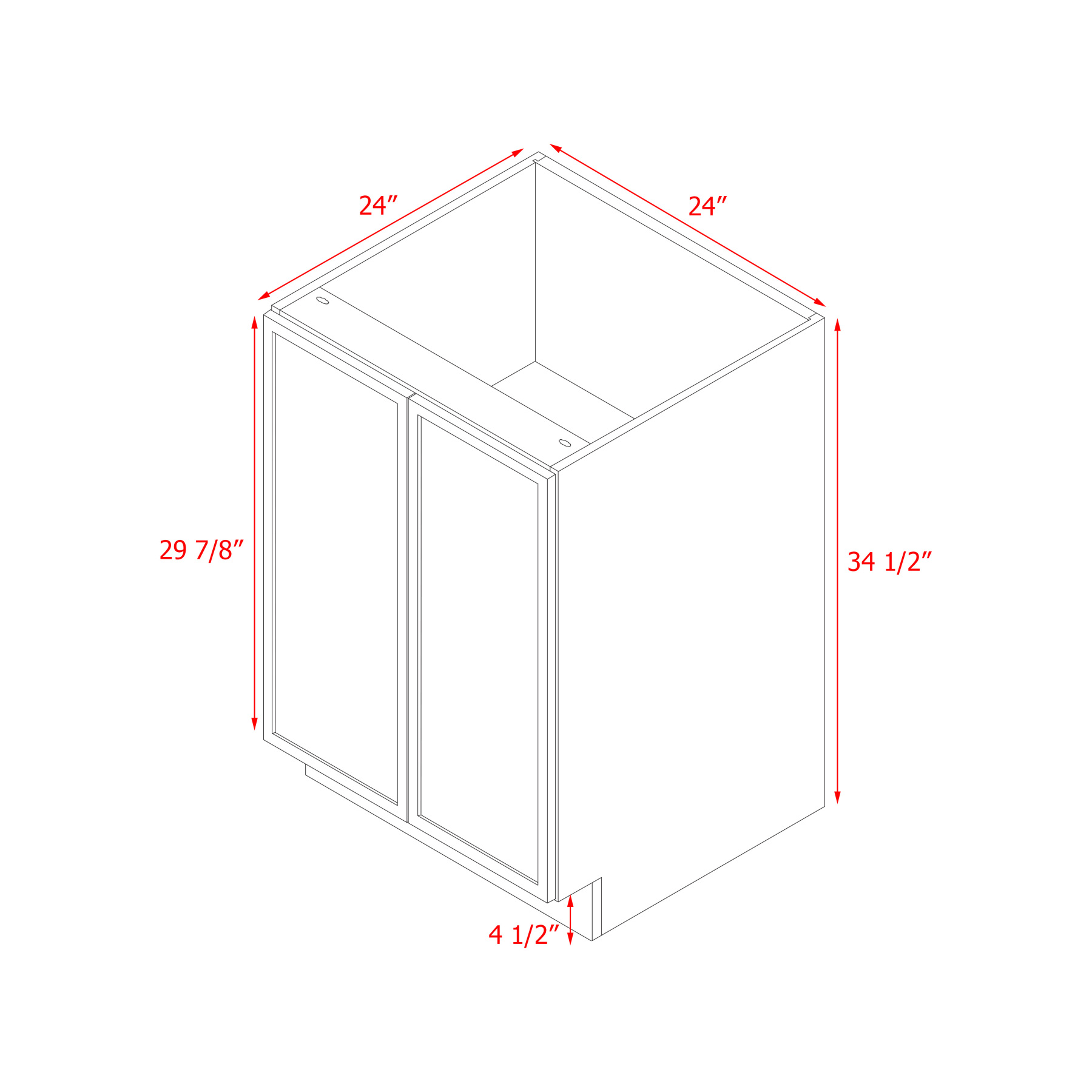 Shady Slim Gray Shaker - 24"W Base Cabinet
