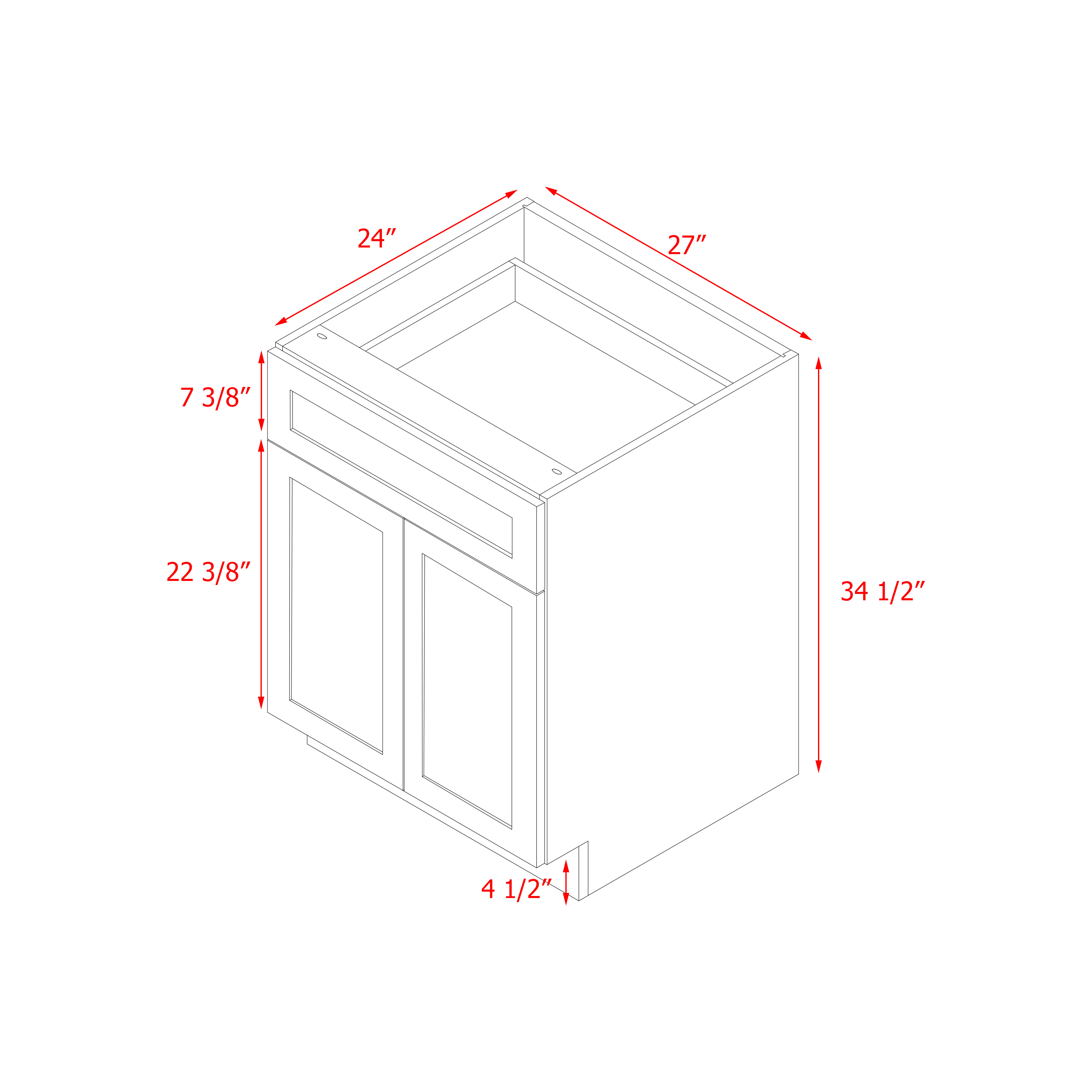 Mallorca Dolphin Gray Shaker - 27"W Base Cabinet