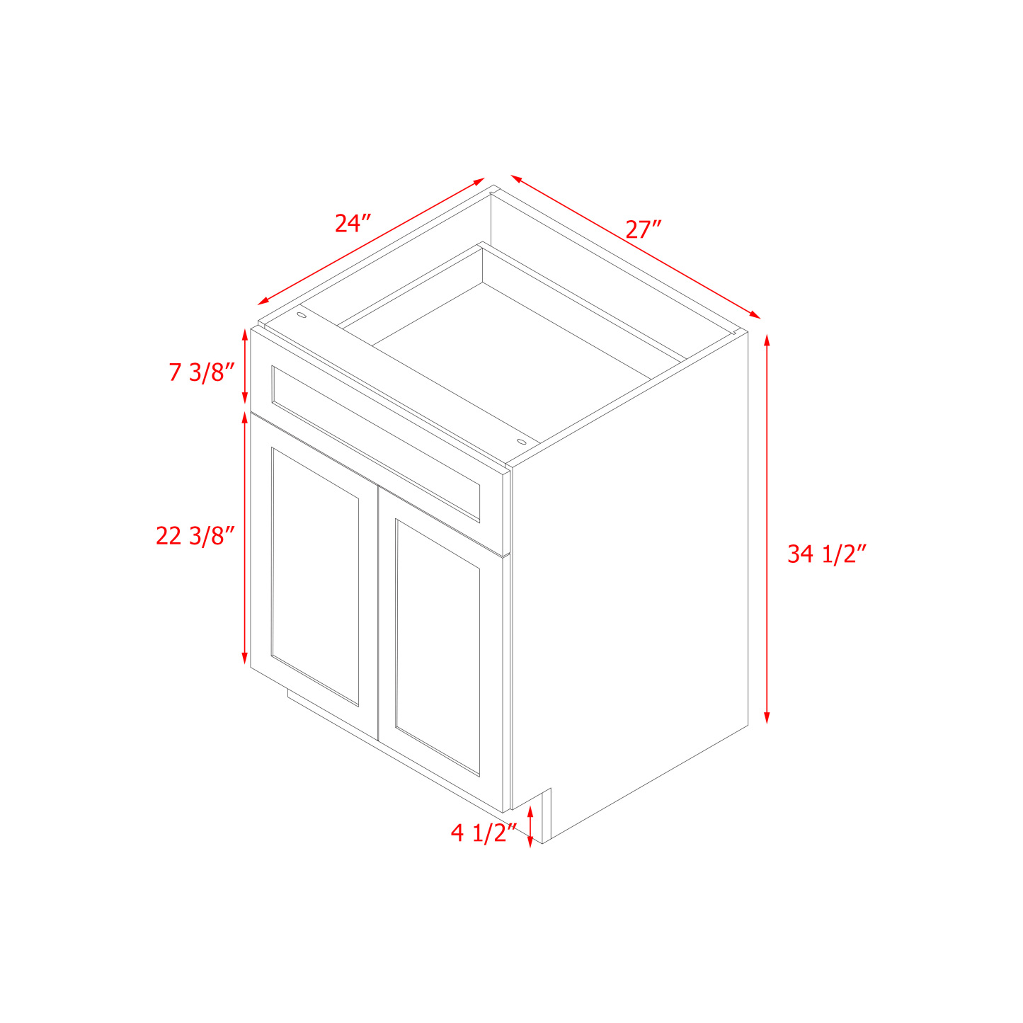 Mallorca Dolphin Gray Shaker - 27"W Base Cabinet