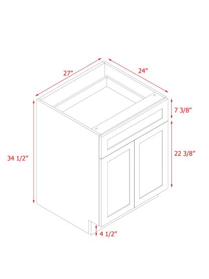 White Shaker - 27"W Standard Base Cabinet 2-Doors 1-Drawer 1-Adjustable Shelf