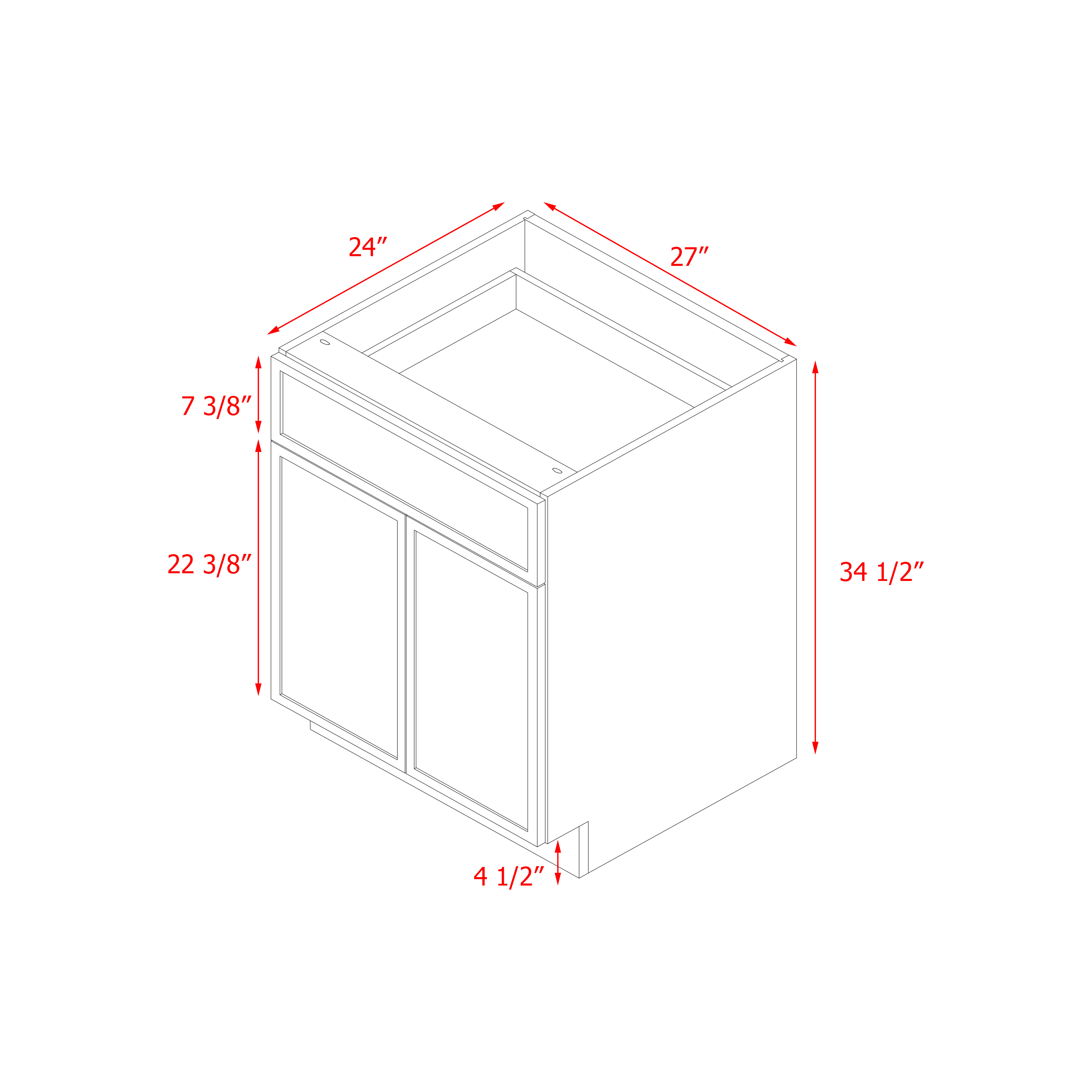 Shady Slim Gray Shaker - 27"W Base Cabinet