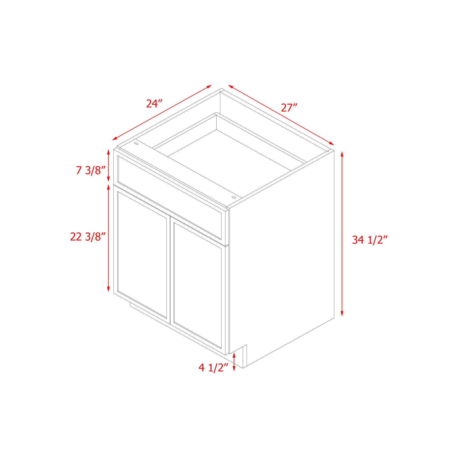 Shady Slim Gray Shaker - 27"W Base Cabinet