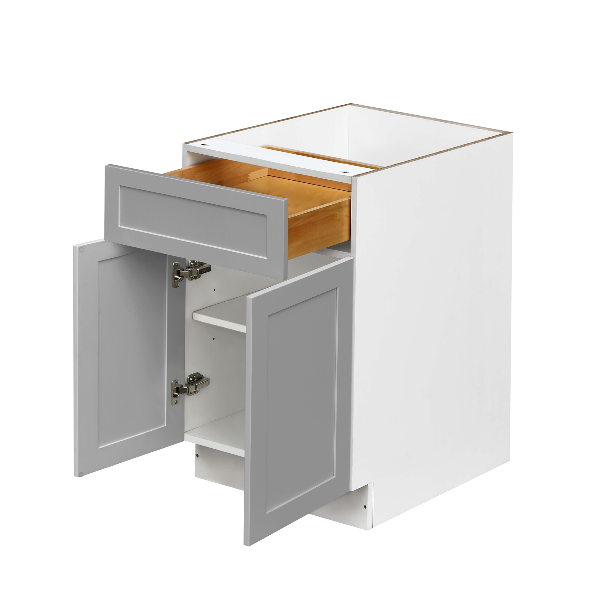 White Box Gray Shaker - 27"W Standard Base Cabinet 2-Doors 1-Drawer 1-Adjustable Shelf