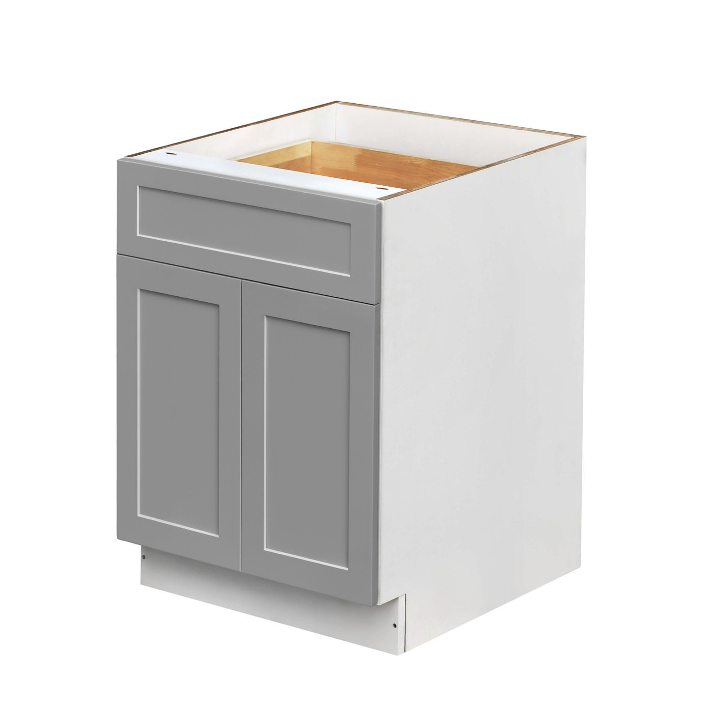 White Box Gray Shaker - 27"W Standard Base Cabinet 2-Doors 1-Drawer 1-Adjustable Shelf