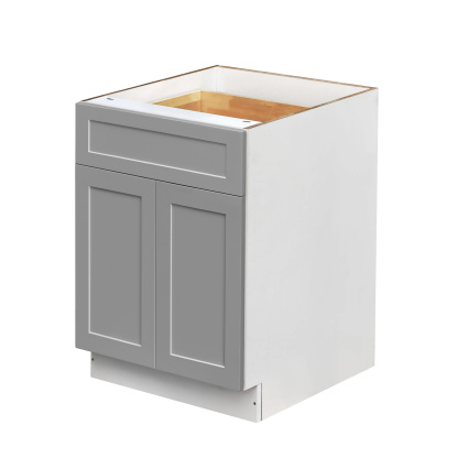 White Box Gray Shaker - 27"W Standard Base Cabinet 2-Doors 1-Drawer 1-Adjustable Shelf