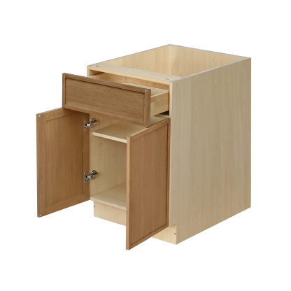 Natural Box Oak Slim - 27"W Standard Base Cabinet 2-Doors 1-Drawer 1-Adjustable Shelf