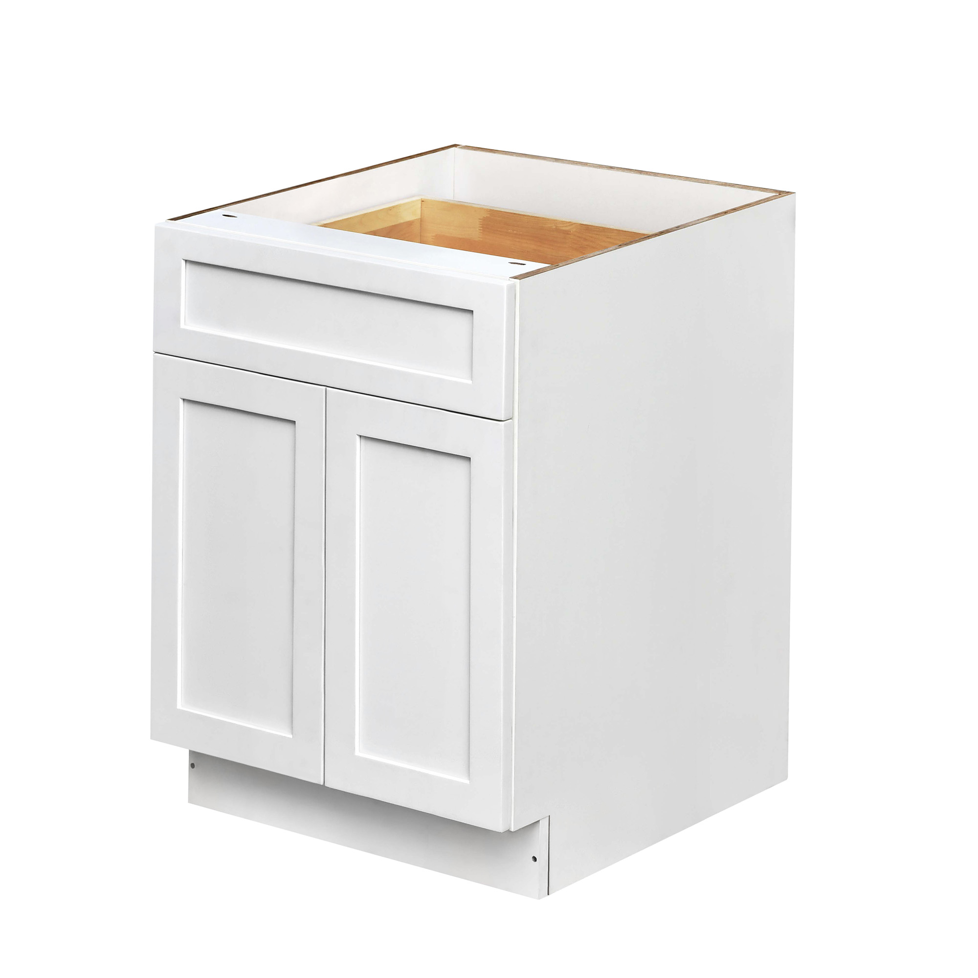 White Shaker - 27"W Standard Base Cabinet 2-Doors 1-Drawer 1-Adjustable Shelf