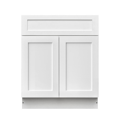 White Shaker - 27"W Standard Base Cabinet 2-Doors 1-Drawer 1-Adjustable Shelf