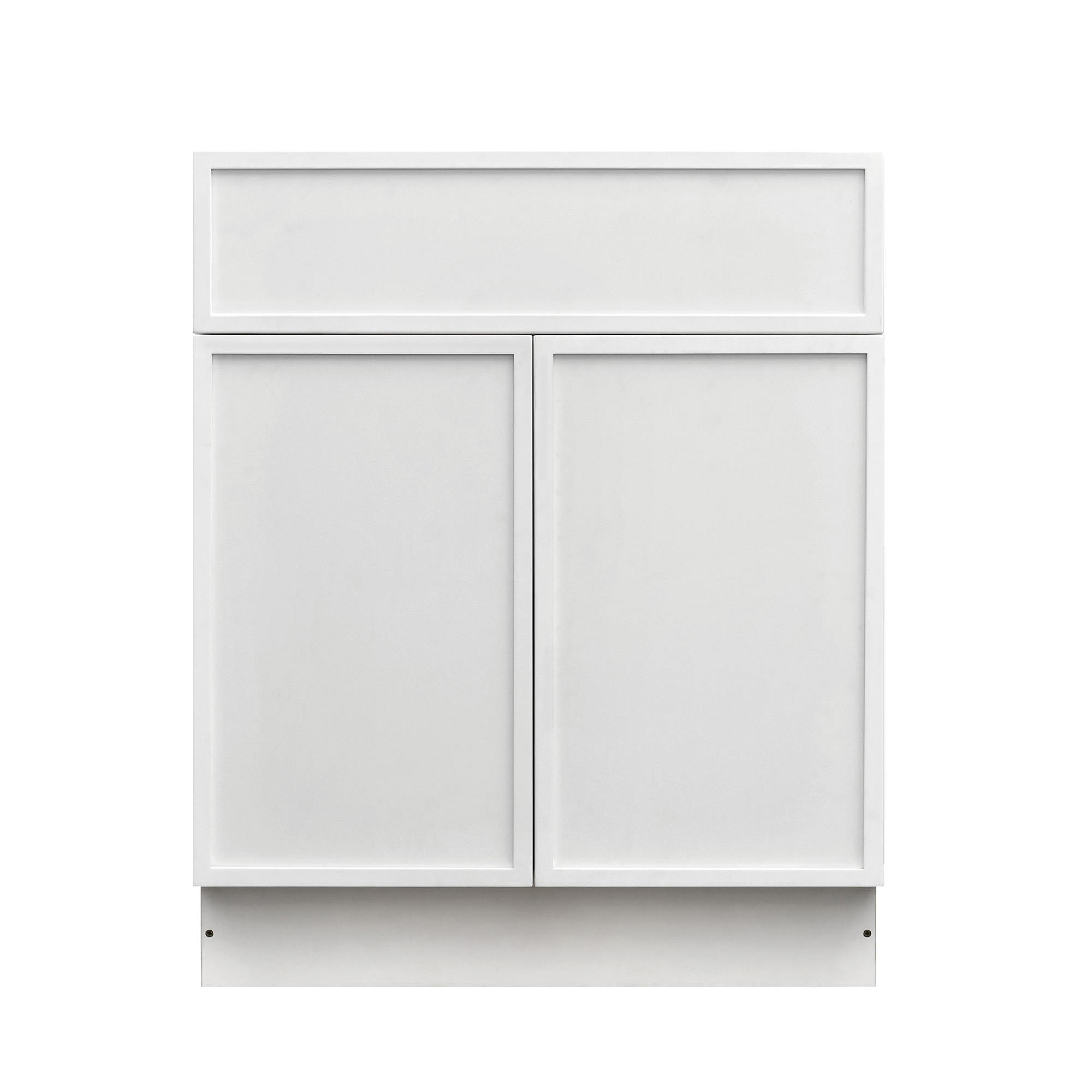 Slim White Shaker - 27"W Standard Base Cabinet 2-Doors 1-Drawer 1-Adjustable Shelf