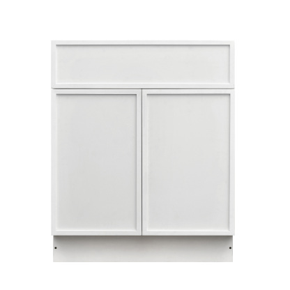 Slim White Shaker - 27"W Standard Base Cabinet 2-Doors 1-Drawer 1-Adjustable Shelf