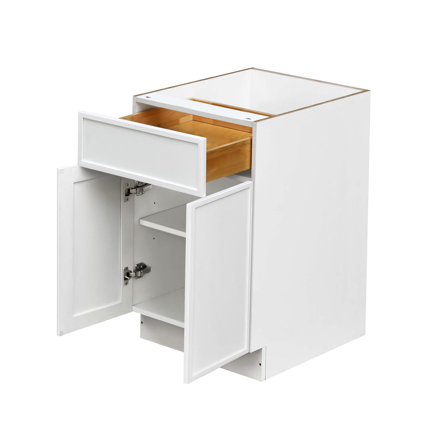 Slim White Shaker - 27"W Standard Base Cabinet 2-Doors 1-Drawer 1-Adjustable Shelf
