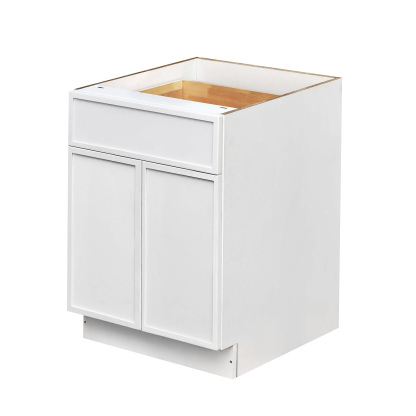 Slim White Shaker - 27"W Standard Base Cabinet 2-Doors 1-Drawer 1-Adjustable Shelf