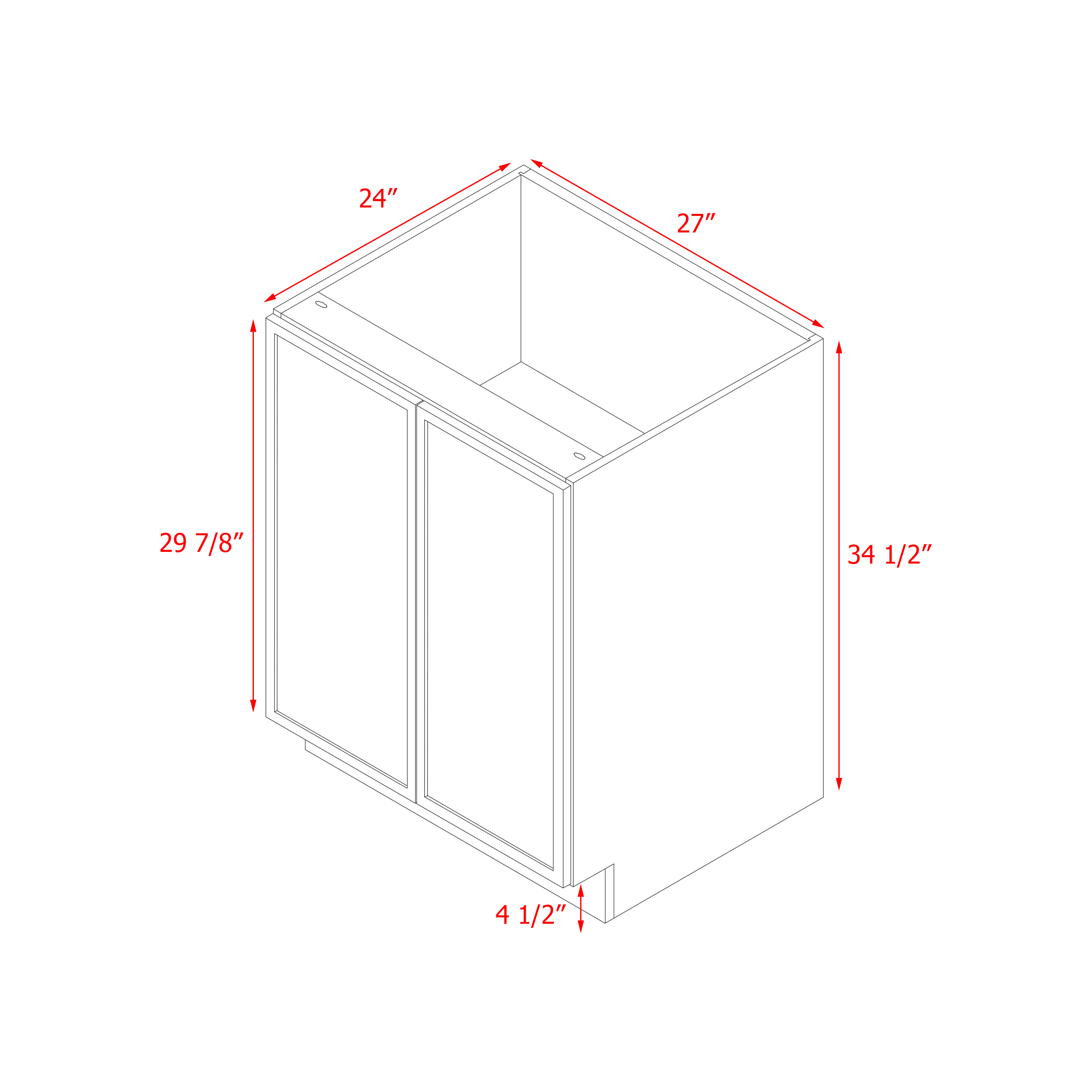 Shady Slim Gray Shaker - 27"W Base Cabinet